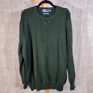 Polo Ralph Lauren $110 XLT Vintage Green Knit 100% Cotton Crewneck Sweater